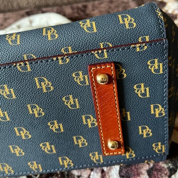 DONNEY & BOURKE Navy Blue Gretta Zip Closure Gold-Tone Hardware Satchel Bag NWT - Picture 15 of 15